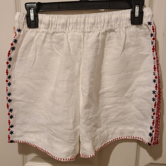 CYNTHIA ROWLEY 100% LINEN WHITE FLOWER EMBROIDERY SIDES SMALL NEW WITHOUT TAGS - Picture 4 of 6